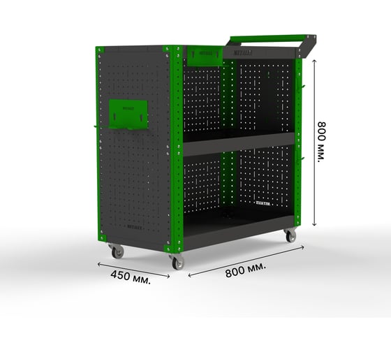 Тележка инструментальная ООО Металекс Тип 3 800x450x800 мм, 3 полки, серо-зеленый 118375