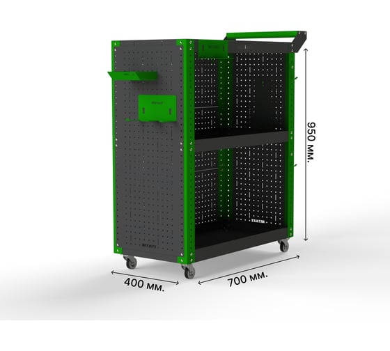 Тележка инструментальная ООО Металекс Тип 3 700x400x950 мм, 3 полки, серо-зеленый 118377