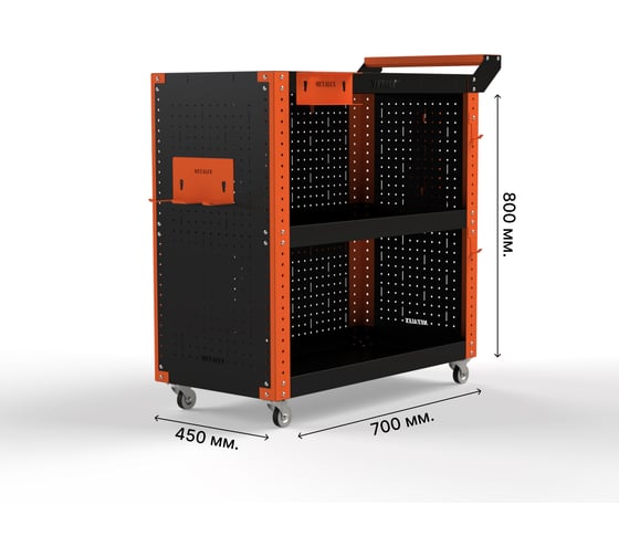 Тележка инструментальная ООО Металекс Тип 3 700x450x800 мм, 3 полки, оранжево-черный 118388