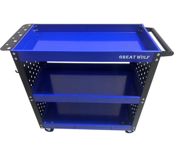 Инструментальная тележка Great Wolf 3 полки с перфорацией, синяя GW-3ST3 BLUE