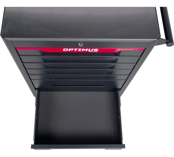 Тележка инструментальная Optimus 7 полок с набором инструментов 298 пр, металлическая столешница, красный OPT-717MR