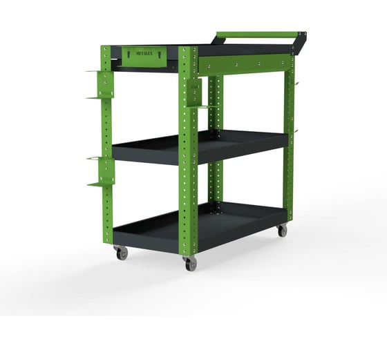 Тележка инструментальная ООО Металекс Metalex Тип 1А, 900x400x800, 3 полки, серо-зеленый 118597 1