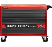 Тележка инструментальная (верстак) IZELTAS GRAND MASTER, 251 предмет, деревянная столешница, 7 выдвижных ящиков, цвет красно-черный, 1300000 13000005434