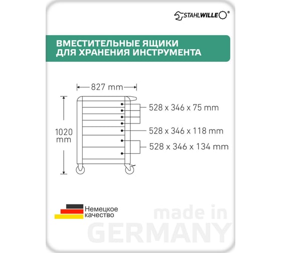 Тележка инструментальная с 7-ю ящиками Stahlwille 95/7 A PRO 81200163 В0000000196818