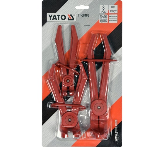 Набор изогнутых зажимов для шлангов YATO 3 предмета YT-08403