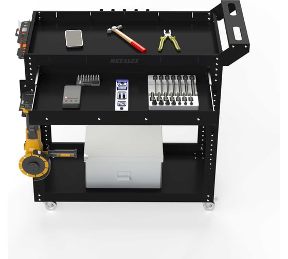 Тележка инструментальная ООО Металекс Metalex Тип 1А, 900x450x800, 2-е полки, черный 118592
