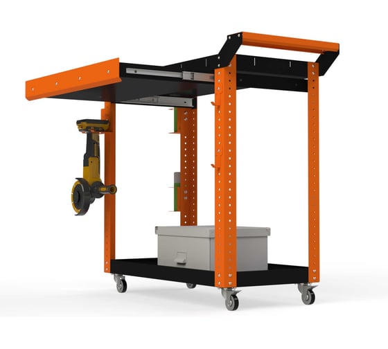 Тележка инструментальная ООО Металекс Metalex Тип 1А, 900x400x800, 2-е полки, оранжево-черный 118573