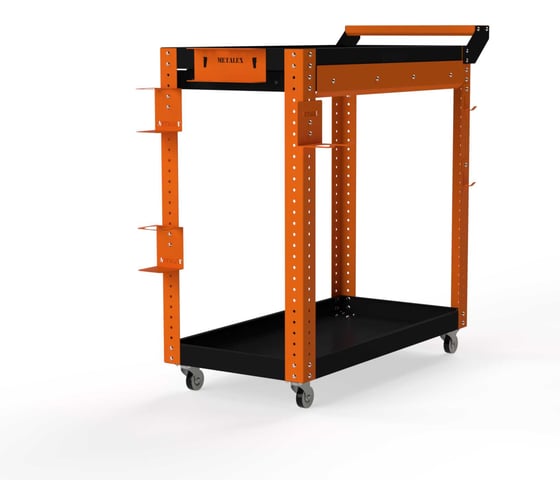 Тележка инструментальная ООО Металекс Metalex Тип 1А, 900x450x800, 2-е полки, оранжево-черный 118576