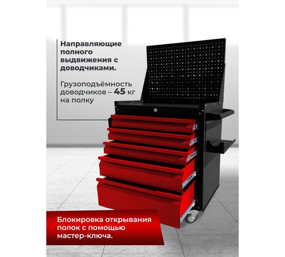 Тележка инструментальная ILIKPRO Вертикаль Премиум чёрно-красная SIDS-311.855.678.000.9005-3020