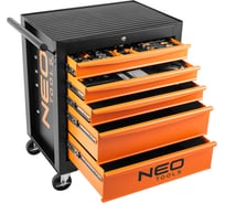 Шкаф для мастерской, 5 ящиков + 117 инструментов. NEO Tools 84-214-6