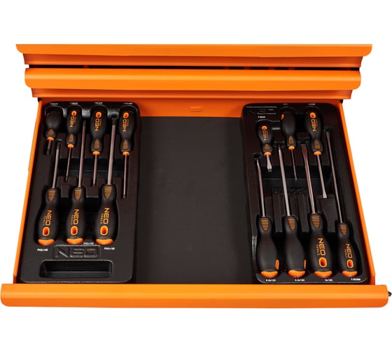 Шкаф для мастерской, 7 ящиков + 176 инструментов. NEO Tools 84-222