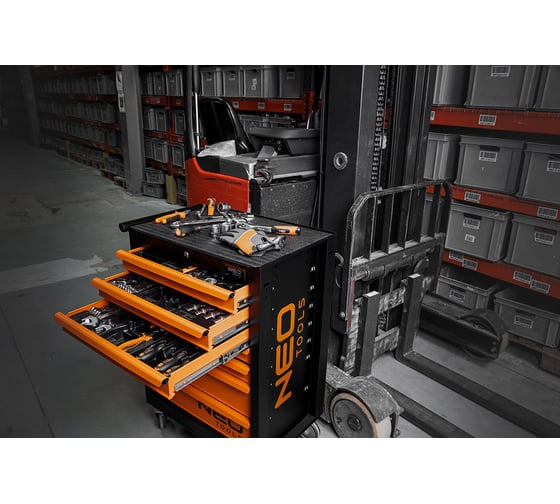Шкаф для мастерской, 7 ящиков + 129 инструментов. NEO Tools 84-222