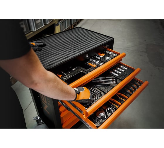 Шкаф для мастерской, 7 ящиков + 129 инструментов. NEO Tools 84-222