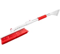 Щетка для снега телескопическая SKYWAY 79-100см со скребком мягкая щетина, ручка soft touch, поворотный механизм S07801034