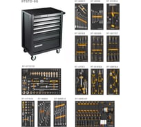 Тележка инструментальная RUNTEC 6 полочная Standart серая с комплектом инструмента, 273 предмета RT-HT273STD-6G