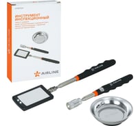 Инструмент инспекционный AIRLINE, набор 3 предмета, захват телеск. с подсветкой 2.2кгс, зеркало телеск. с подсвет., магнит.тарелка 108мм ATMP032