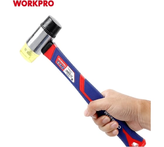 Молоток рихтовочный WORKPRO PRO 35мм с мягкими бойками (деревянная рукоятка) WP241050 1