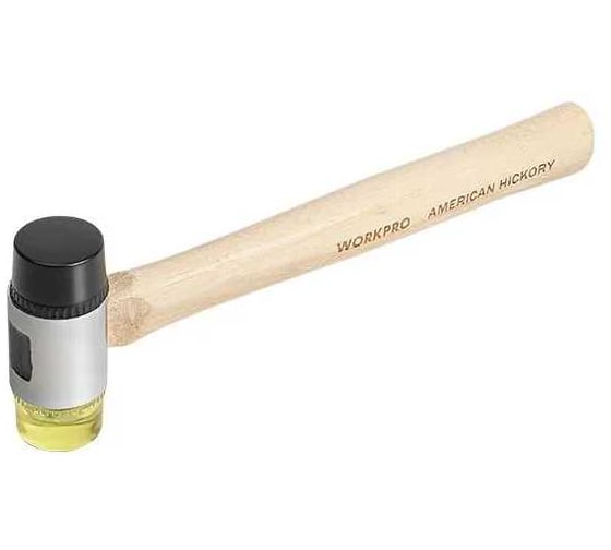 Молоток рихтовочный WORKPRO PRO 35мм с мягкими бойками (деревянная рукоятка) WP241050