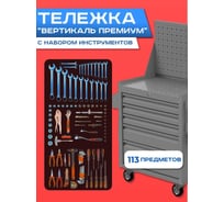 Инструментальная тележка ILIKPRO Вертикаль Премиум с комплектом инструмента 113 поз, светло-серая SIDSLS-311.855.678.000.7035