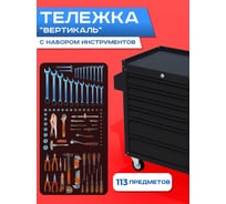 Инструментальная тележка ILIKPRO Вертикаль с комплектом инструмента 113 поз, чёрная SIDLS-42.855.678.000.R9005