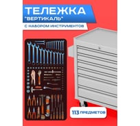 Инструментальная тележка ILIKPRO Вертикаль с комплектом инструмента 113 поз, светло-серая SIDLS-42.855.678.000.7035