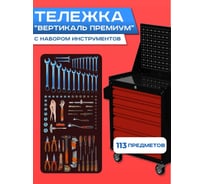 Инструментальная тележка ILIKPRO Вертикаль Премиум с комплектом инструмента 113 поз, чёрно-красная SIDSLS-311.855.678.000.9005-3020