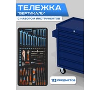 Инструментальная тележка ILIKPRO Вертикаль с комплектом инструмента 113 поз, синяя SIDLS-42.855.678.000.5010