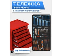 Инструментальная тележка ILIKPRO Вертикаль с комплектом инструмента 113 поз, красная SIDLS-42.855.678.000.3020