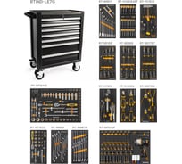 Тележка инструментальная RUNTEC Limited Edition 7 полочная Industrial серая с комплектом инструмента, 313 предметов RT-HT313IND-LE7G