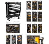 Тележка инструментальная RUNTEC Limited Edition 7 полочная Industrial серая с комплектом инструмента, 298 предметов RT-HT298IND-LE7G