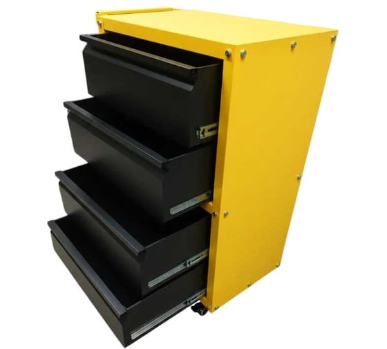 Тележка ILIKPRO Рокки 04, 4 ящика, жёлто-чёрная 1021-9005 RSBV-04.550.350.1021-9005