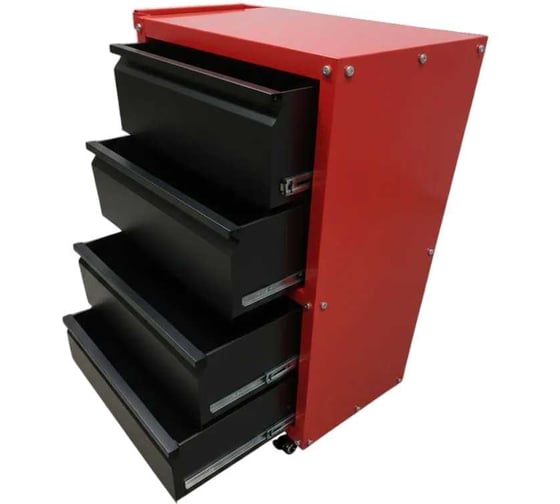 Тележка ILIKPRO Рокки 04, 4 ящика, чёрно-красная 9005-3020 RSBV-04.550.350.9005-3020