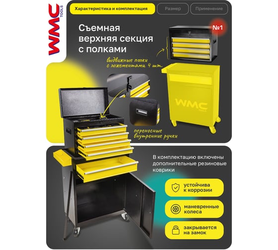 Инструментальная тележка WMC TOOLS с набором инструментов 257 предметов WMC-257(50600)