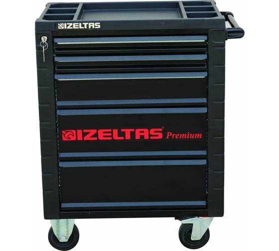 Инструментальная тележка IZELTAS PREMIUM черно-красная, без инструментов, 5 ящиков 8245321005 1
