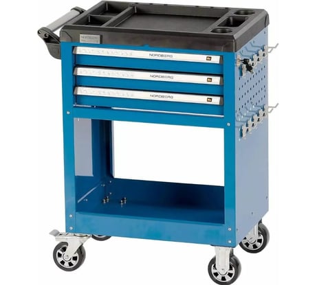 Профессиональная инструментальная тележка NORDBERG 3 полки, открытый отсек T4N