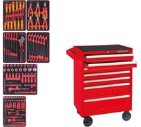 Набор инструментов KING TONY "HIGH VOLTAGE" в красной тележке, 117 предметов 934-117MRVE