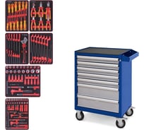 Набор инструментов KING TONY "HIGH VOLTAGE" в синей тележке, 117 предметов 934-117AMBE