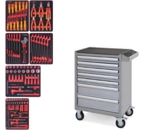 Набор инструментов KING TONY "HIGH VOLTAGE" в серой тележке, 117 предметов 934-117AMGE