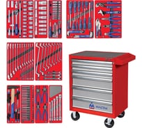 Набор инструментов в красной тележке МАСТАК МАСТЕР 205 предметов 52-06205R