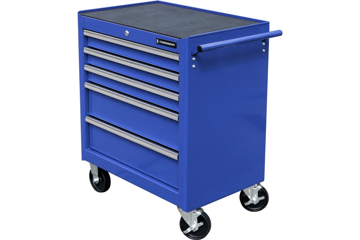Инструментальная тележка на колесах, 5 ящиков, синяя Станкоимпорт BTD ...