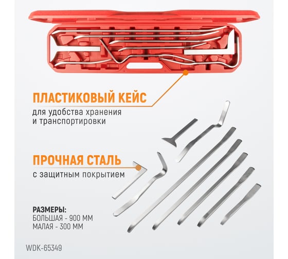 Набор рихтовочных монтажных лопаток в пластиковом кейсе WIEDERKRAFT WDK-65349