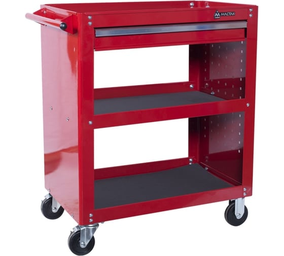 Открытая тележка, 3 полки и ящик, красная МАСТАК 520-01580R
