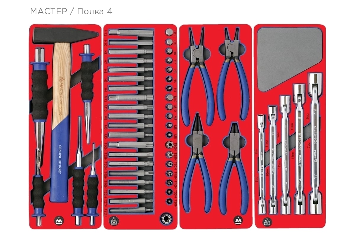 Набор инструментов МАСТАК МАСТЕР в синей тележке, 205 предметов 52 ...