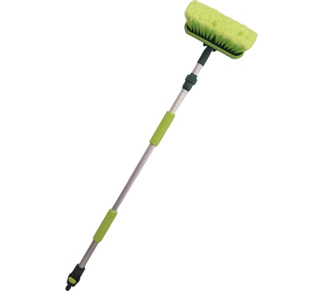 Телескопическая щетка для мытья ZiZay длина 1,6 метра, с клапаном под воду и краником, щетина 20x5 см ZZ0124