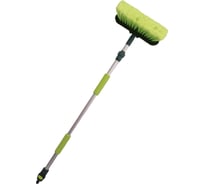 Телескопическая щетка для мытья ZiZay длина 1.6 метра, с клапаном под воду и краником, щетина 25x5 см ZZ0126