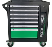 Инструментальная тележка ROCKFORCE 7 секций, с дополнительной боковой секцией, зеленая RF-55299