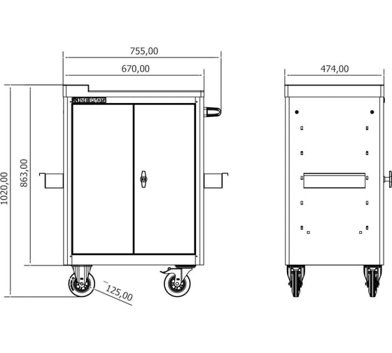 Передвижной шкаф IZELTAS WAGON без инструментов, 2 полки 8210326001