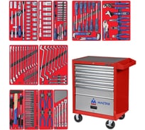 Набор инструментов МАСТЕР 205 предметов МАСТАК 52-05205R в красной тележке