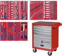 Набор инструментов СТАНДАРТ 186 предметов МАСТАК 52-04186R в красной тележке