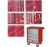 Набор инструментов ПРОФИ 299 предметов МАСТАК 52-06299R в красной тележке